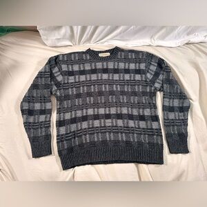 Munsingwear Chunky 3D Knit Black Gray Plaid Sweater Med Grandpacore Vintage 90’s